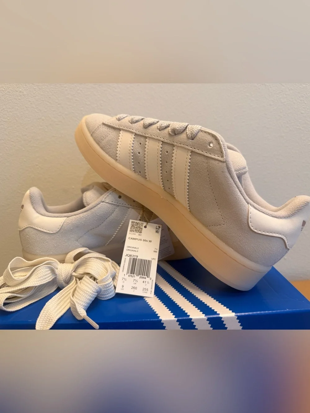 adidas Campus 00s W Cream/Off-White Suede Sneakers Size 9